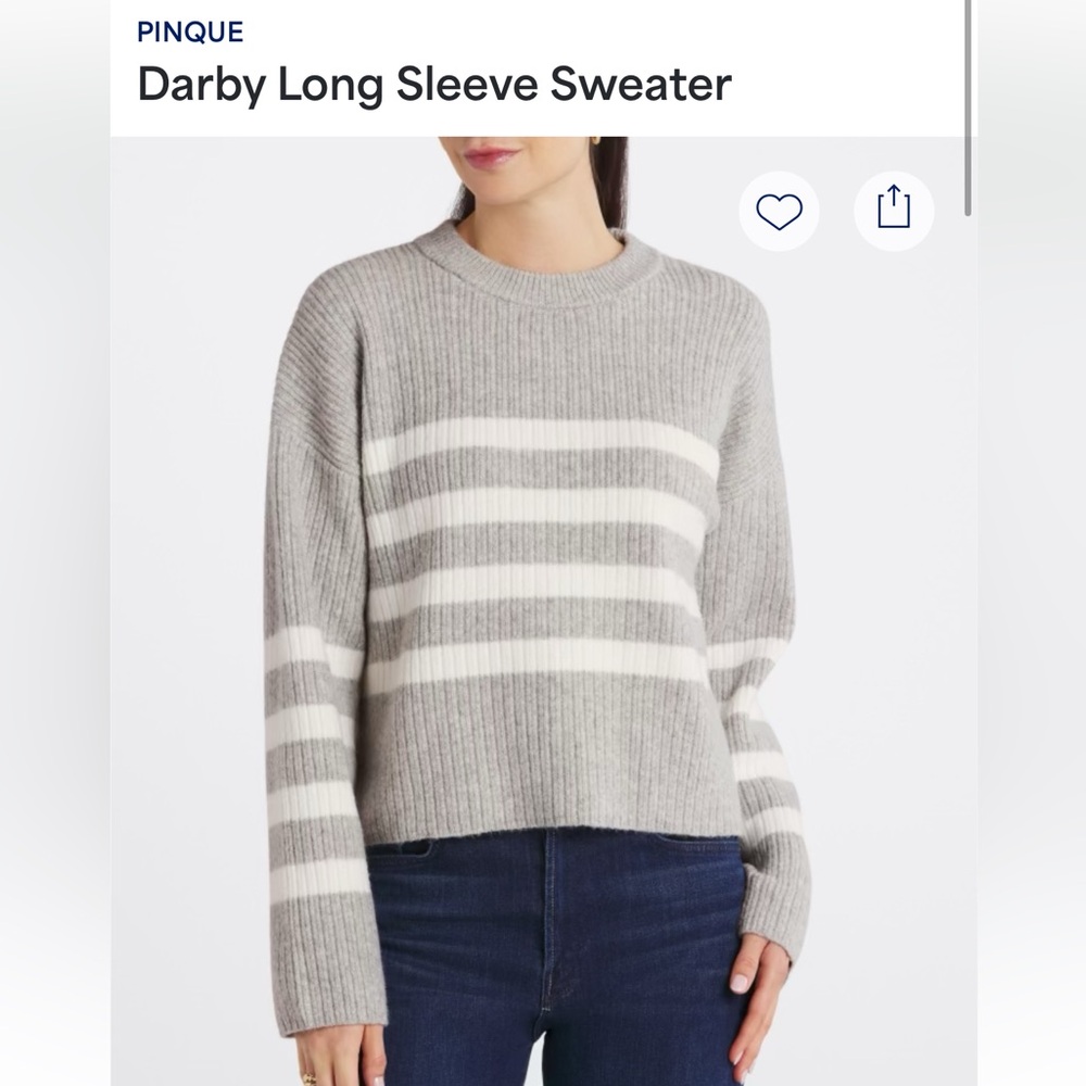 Pinque Gray and White Striped Sweater